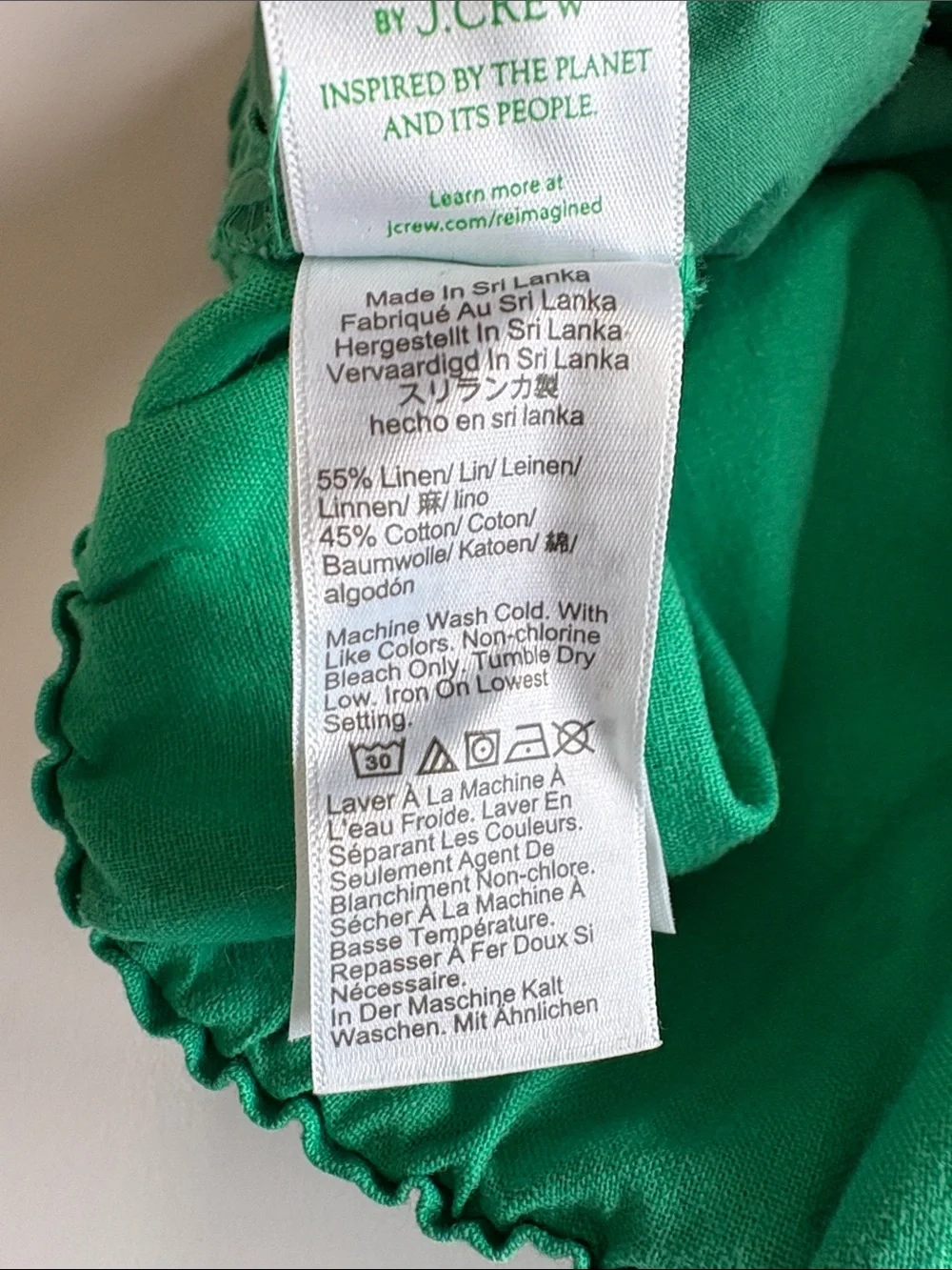 J. Crew Linen Cotton High Rise Elastic Waist Tapered Straight Pant Boho Green 4